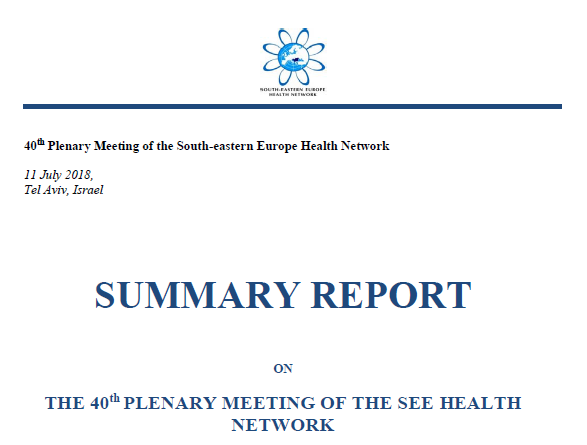 THE REPORT ON THE 40th PLENARY MEETING OF THE SEE HEALTH NETWORK